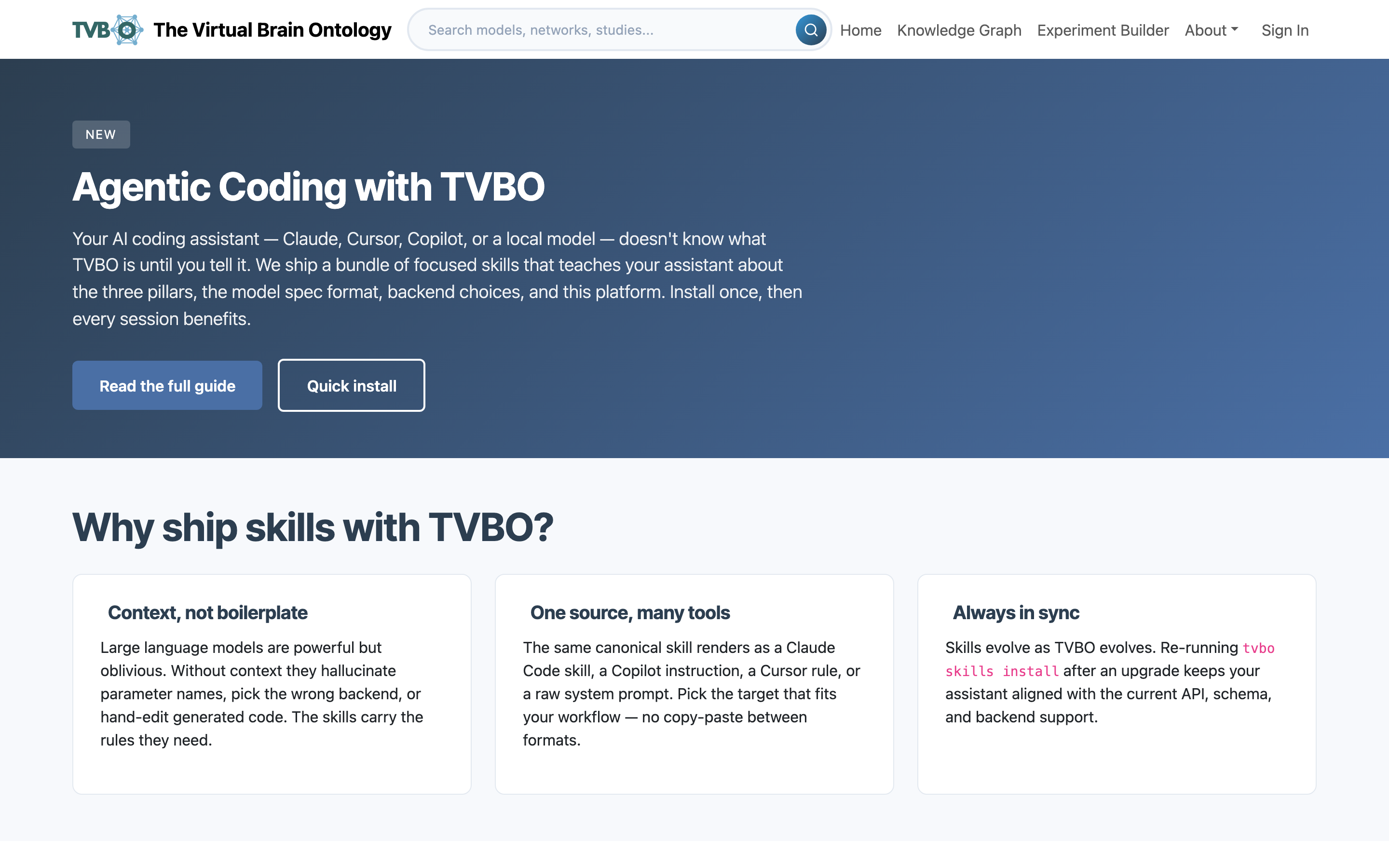 The agentic-coding guide on the platform, with a quick install for the assistant skills.